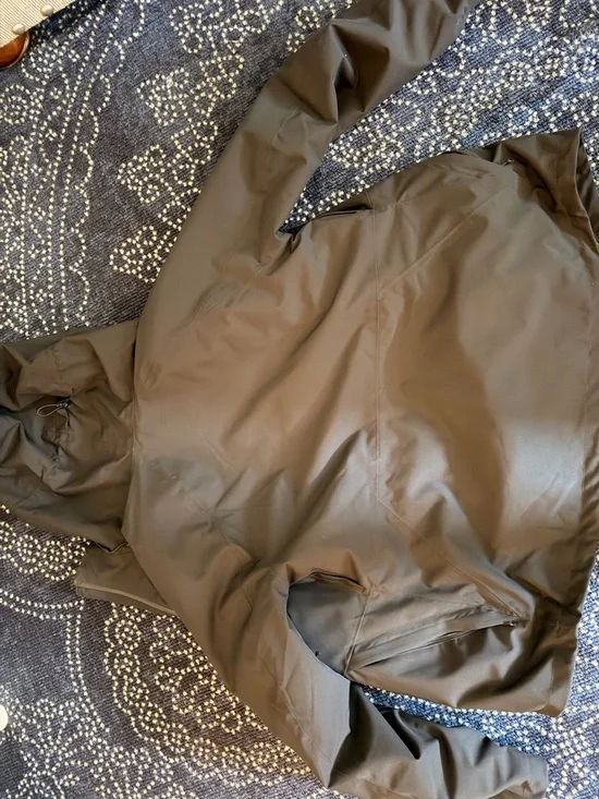 Eddie Bauer Black Hooded Raincoat with Floral Trim - Picture 5 of 5